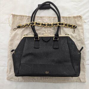 BRAND NEW Laflore Paris Doquintin in black croc + woven chain strap
